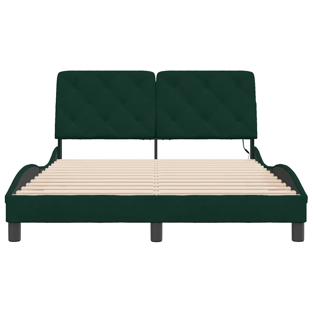 Giroletto con LED senza Materasso Verde Scuro 140x200 cm in Velluto 3213858