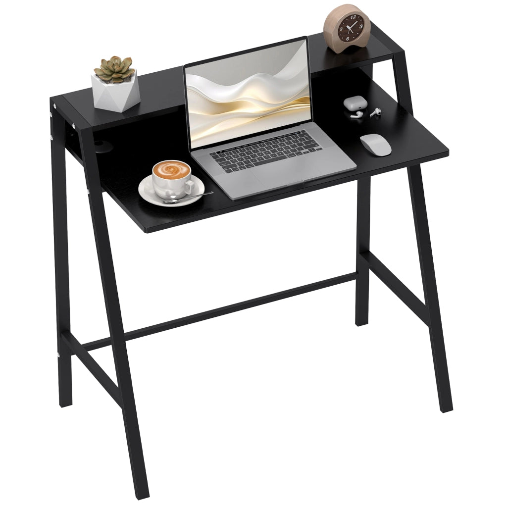 Scrivania Computer con Cassetti e Gestione Cavi ¨C Zephmum ¨C Nero Metallo 84x45x85 cm