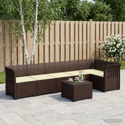 Divano da Giardino 6 Posti con Cuscini Aspetto Rattan PP 3444110