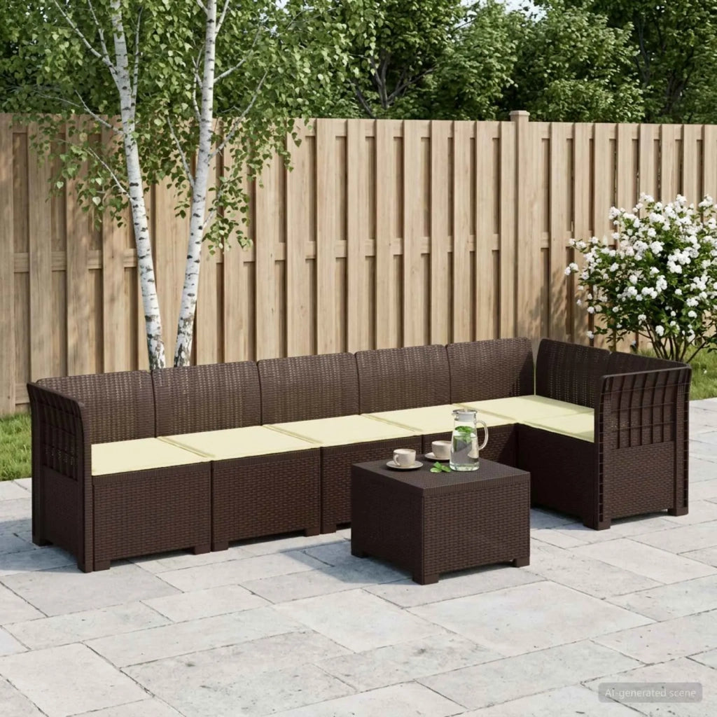 Divano da Giardino 6 Posti con Cuscini Aspetto Rattan PP 3444110