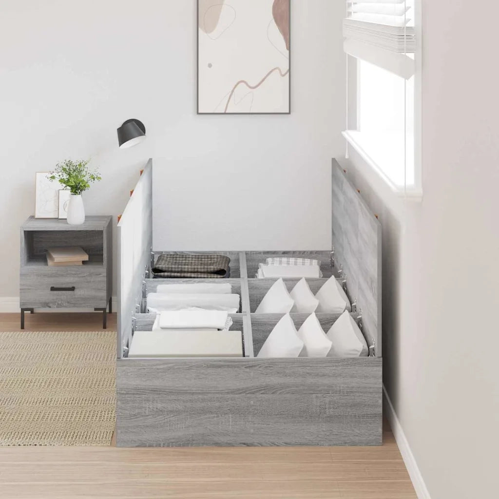 Struttura letto con contenitore-Giroletto con contenitore Grigio Sonoma 90 x 190 cm