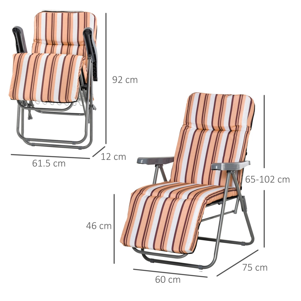 Sedia Sdraio Set 2 Pezzi ¨C zephmum ¨C Grigio Arancione 60x75x102 cm