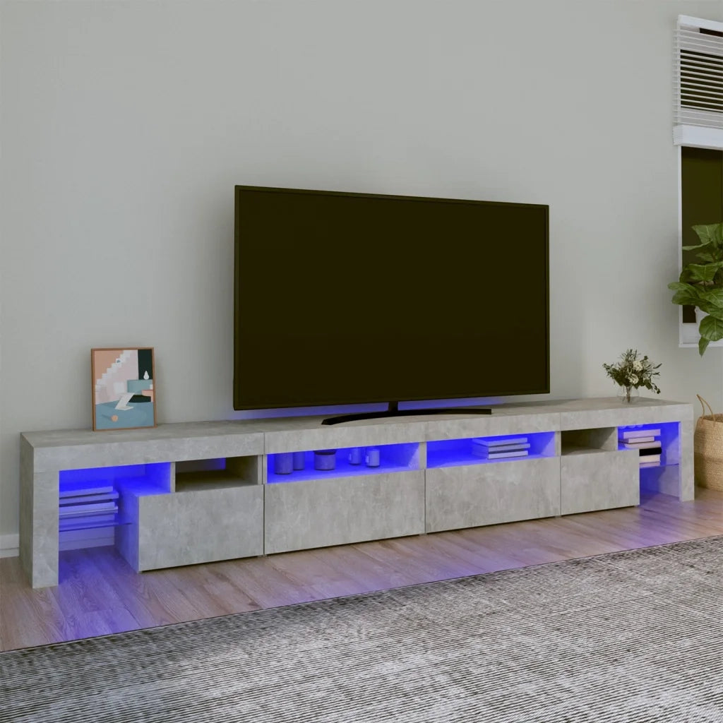 Mobile Porta TV con Luci LED-Mobile per TV-Credenza TV Grigio Cemento 260x36,5x40 cm