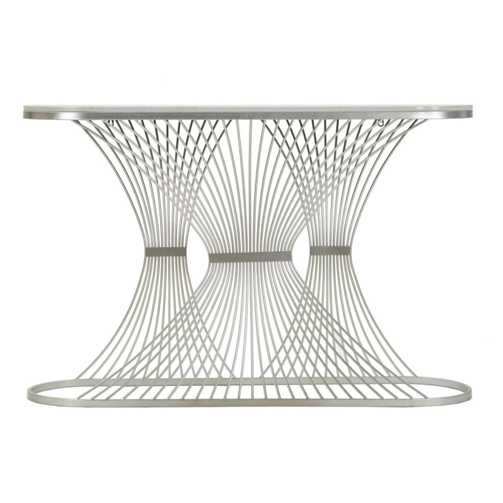 Console Stripe argento in ferro e marmo 120x35x79 cm