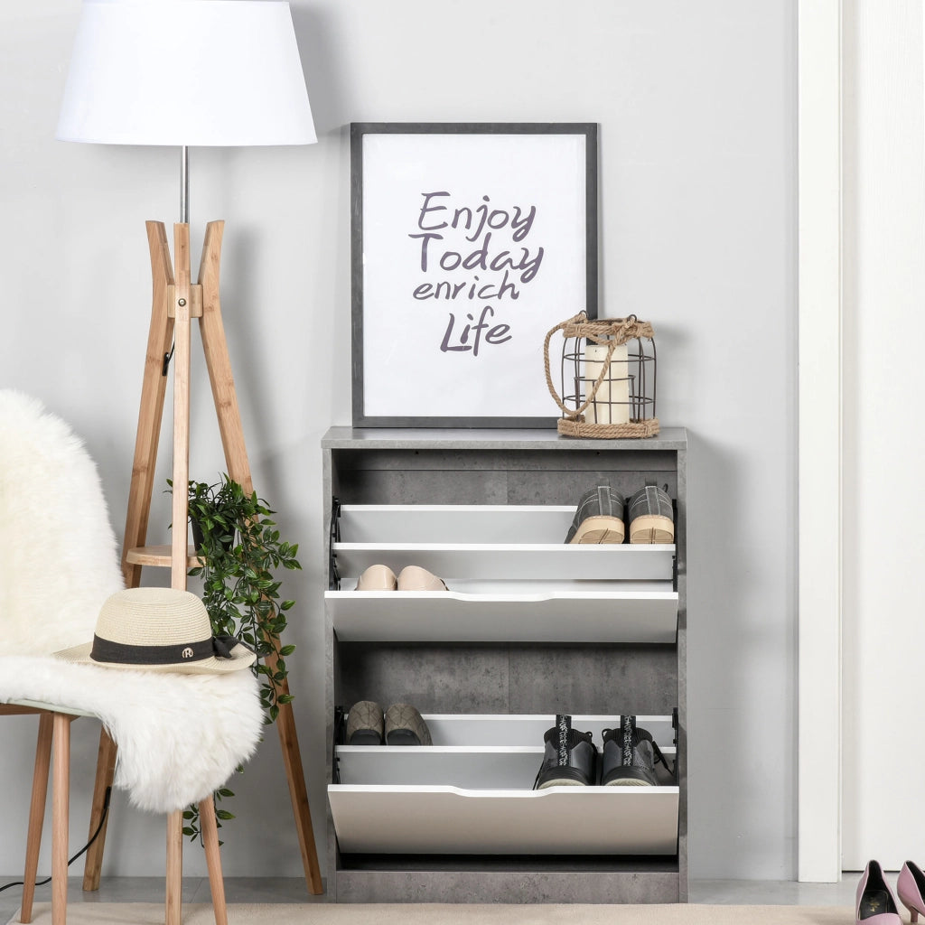 Scarpiera mobile ingresso ¨C Xylo ¨C 2 ante, grigio e bianco, 62.5x26x81 cm