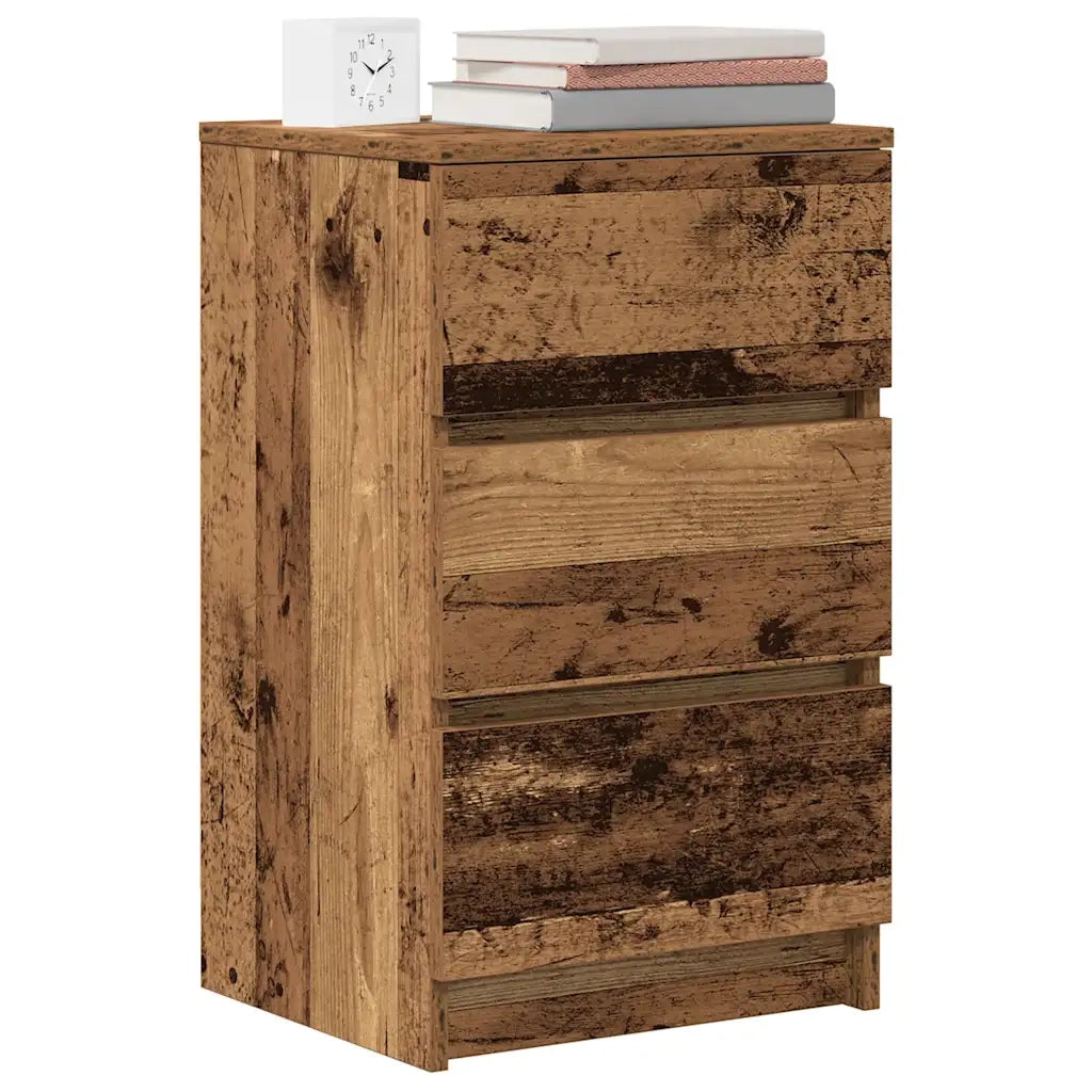 Comodino con 3 Cassetti Legno Antico 39x35x65 cm 861351