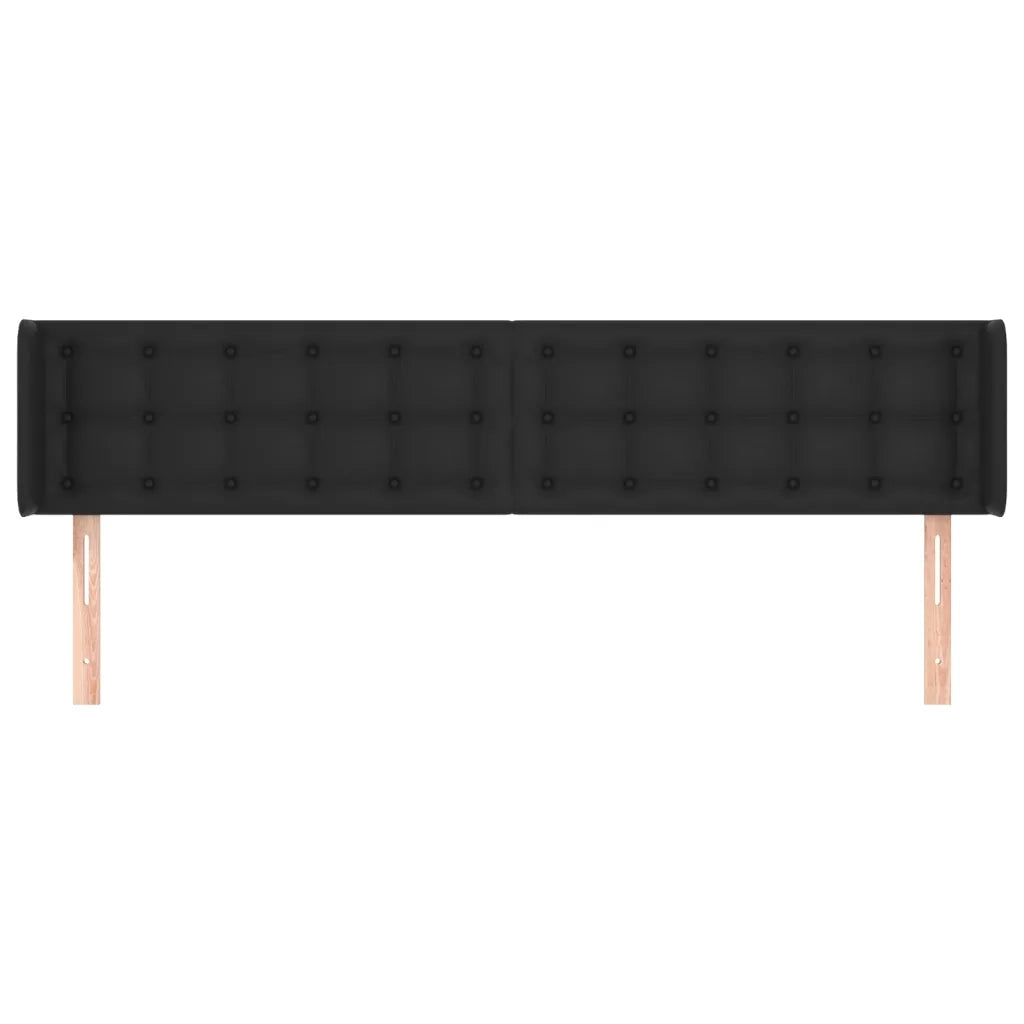 Testiera | Testata ad Orecchio Nera 163x16x78/88 cm in Similpelle