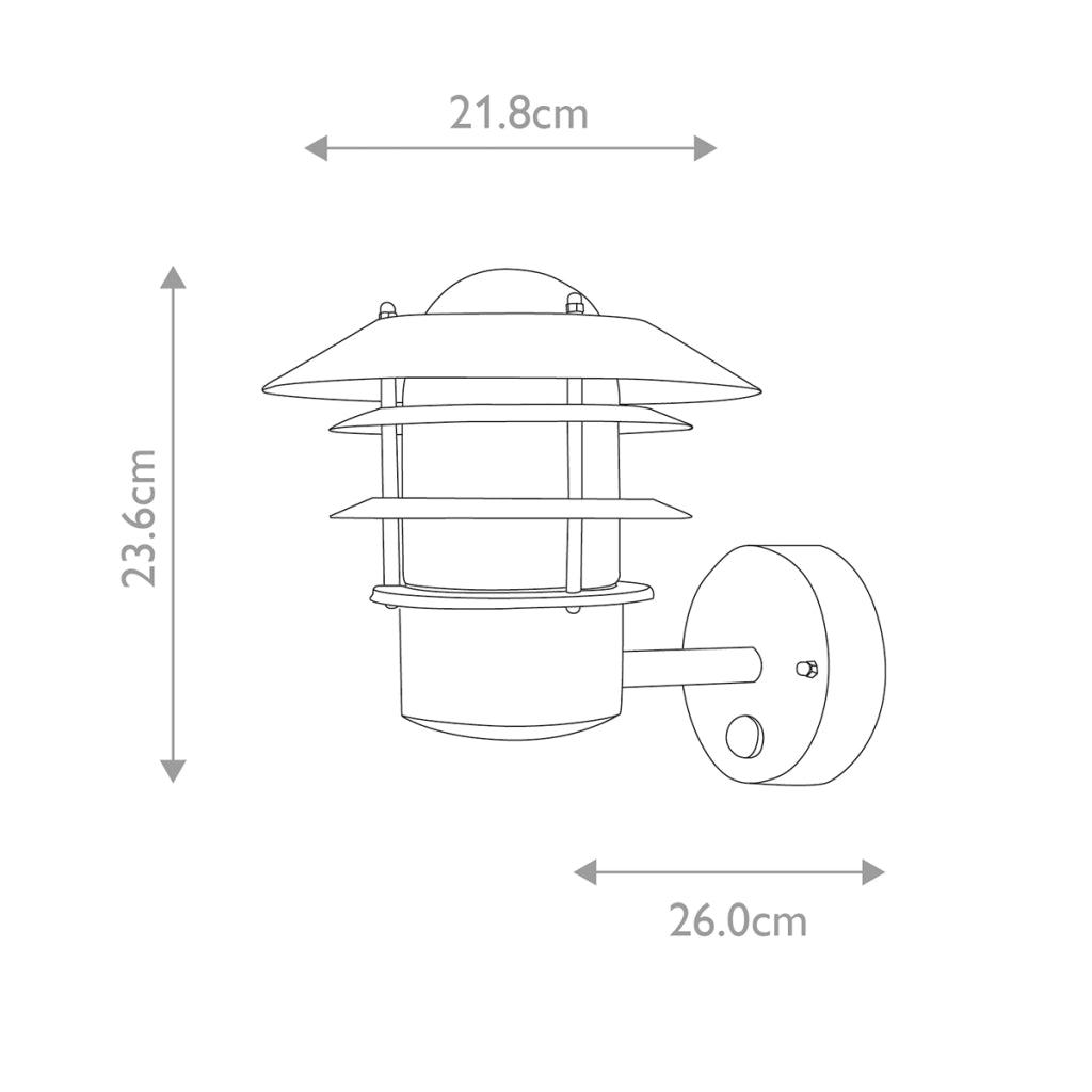 Applique esterna nera PIR E27 60W Helsingor Elstead