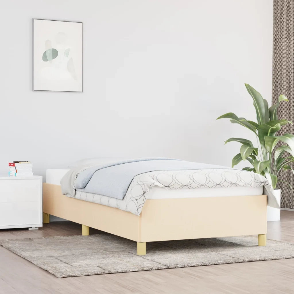Letto singolo | Letto per adulti | Giroletto senza Materasso Crema 90x200 cm in Tessuto