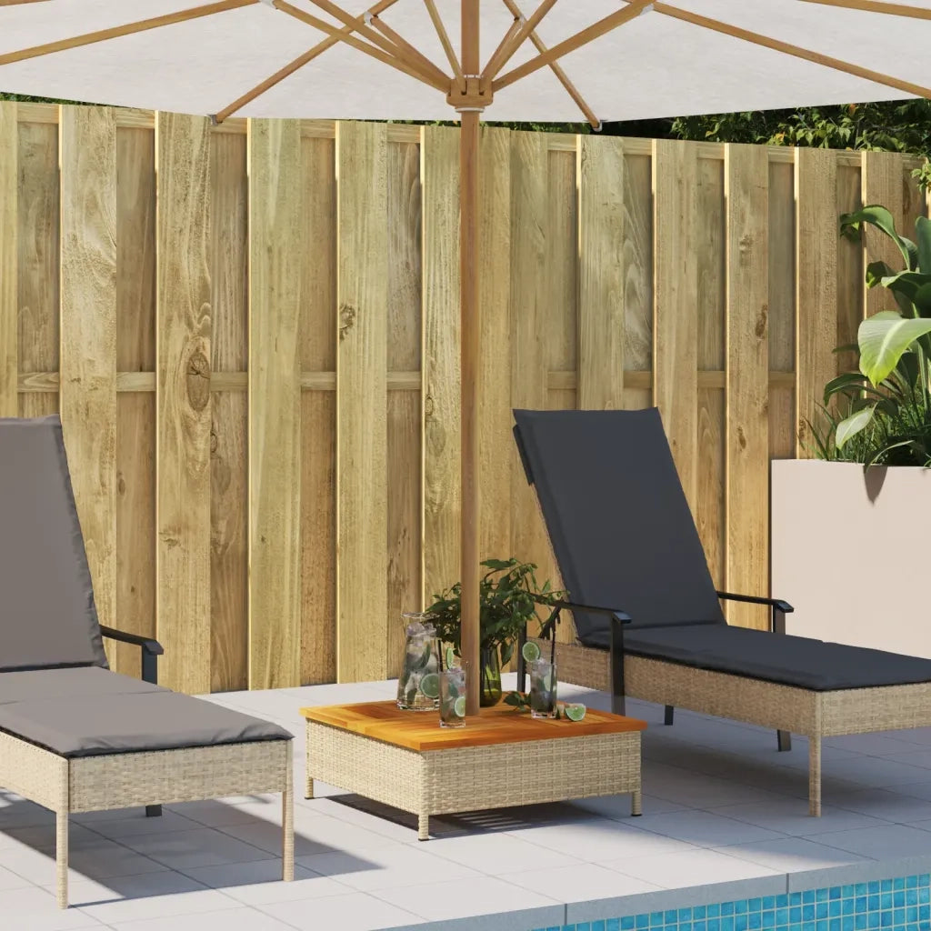 Copertura Base Ombrellone-Supporto per ombrellone Beige 70x70x25 cm Polyrattan e Acacia