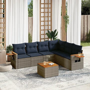 Set Divani da Giardino 7 pz con Cuscini Grigio in Polyrattan 3226852