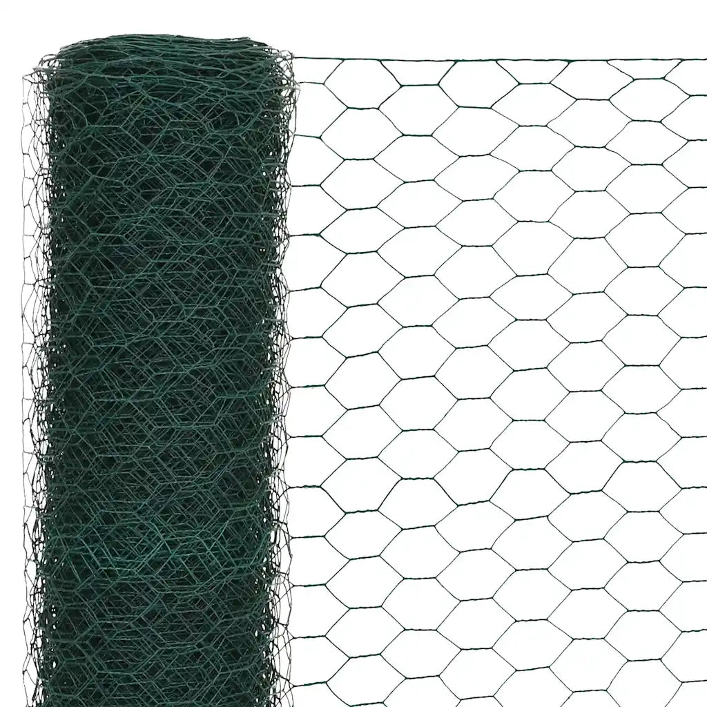 Recinzione da Giardino | Recinzione in Rete per Pollaio in Acciaio e PVC 25x1,5 m Verde
