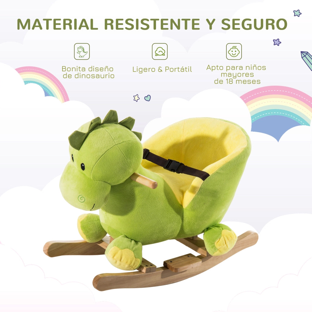 Dinosauro a Dondolo per Bambini ¨C zephmum ¨C Verde 60x33x45 cm con Sicurezza