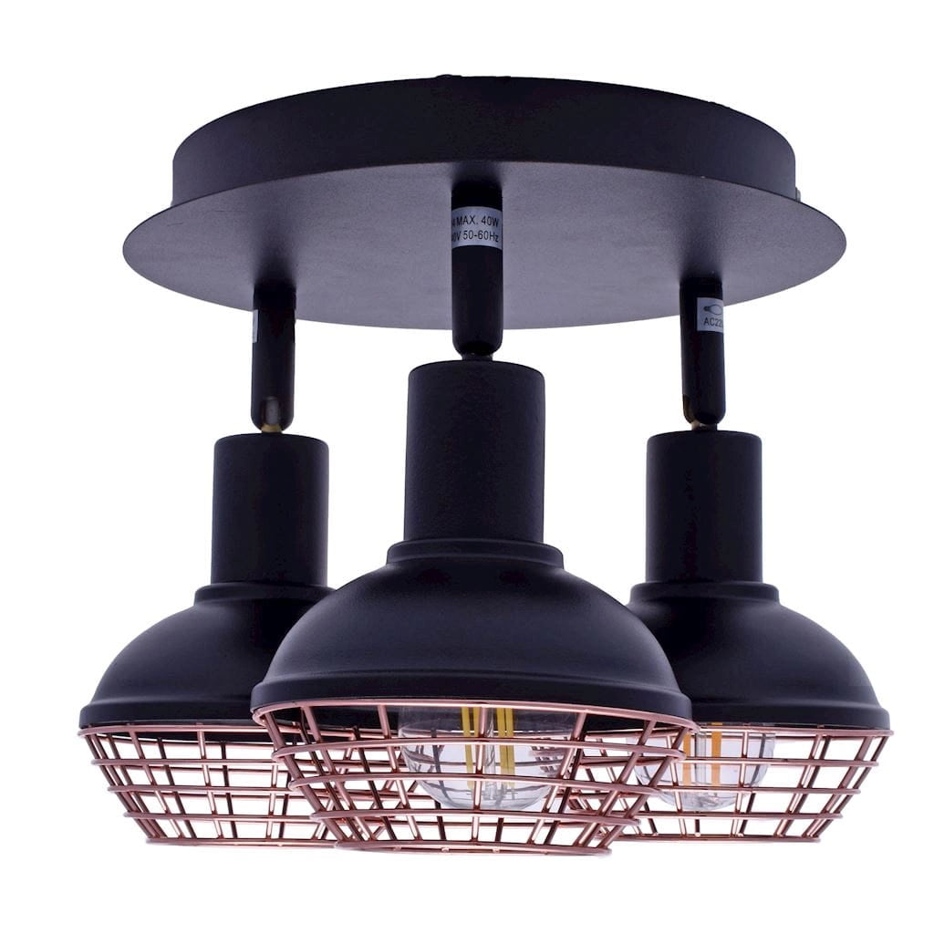 Plafoniera Milagro Logan ML4612 3xE14 nero/oro metallo