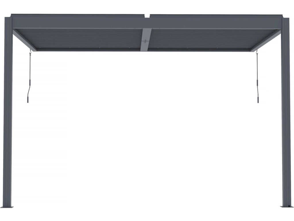 Pergola bioclimatica addossata "Windsor" con led - 3 x 4 m - Antracite