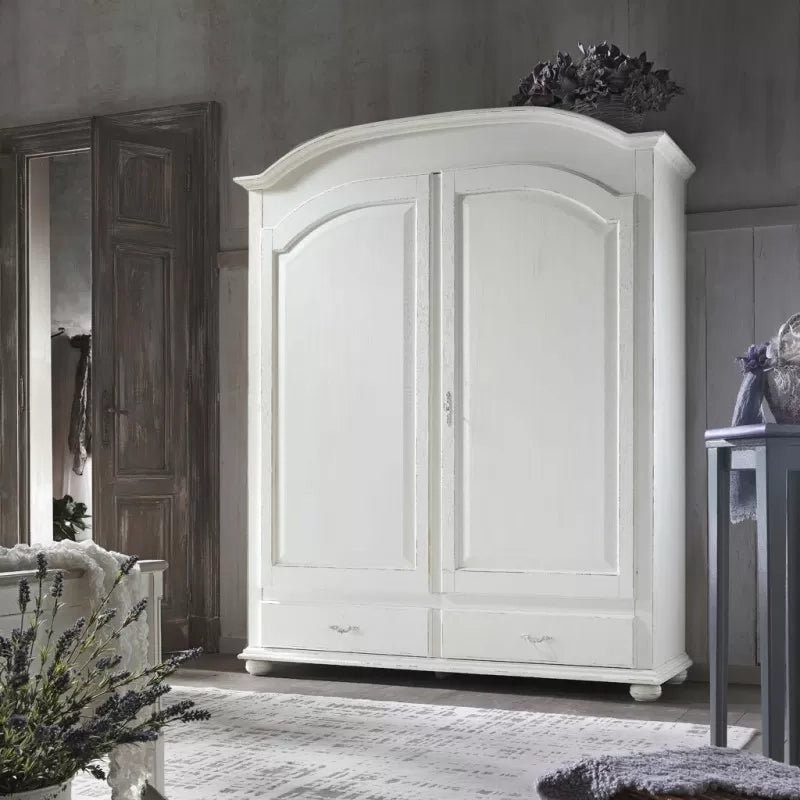 Armadio shabby 2 ante classico legno bianco 181x61x224 - Mobili 2G