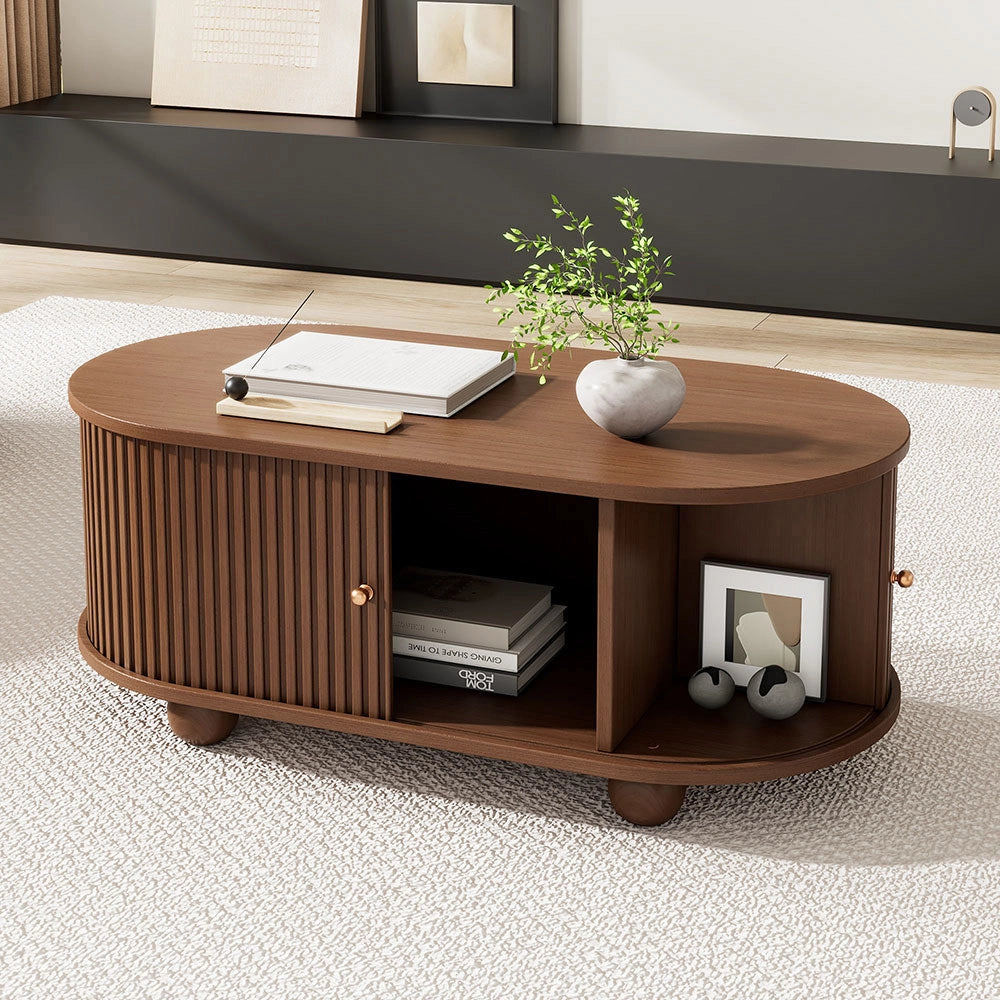 Mobile TV con tavolino - Xylo - 2 pezzi noyer MDF 100x45cm