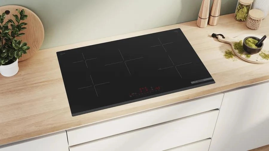 Bosch Serie 6 PIV83KHC1E piano cottura Nero Da incasso 80.2 cm Piano cottura a induzione 5 Fornello(i)