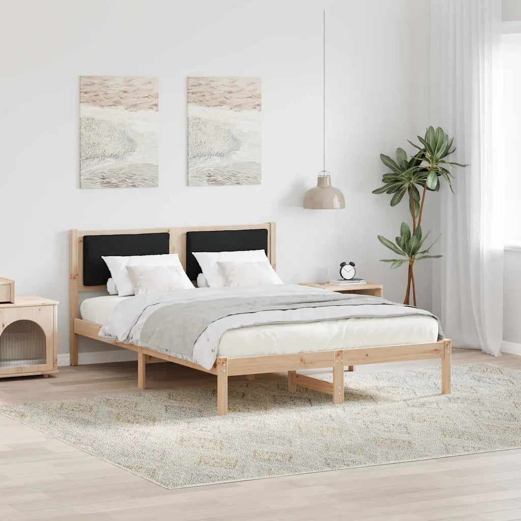 Letto matrimoniale | Letto per adulti | Struttura del letto Nero 140 x 200 cm Pino massello