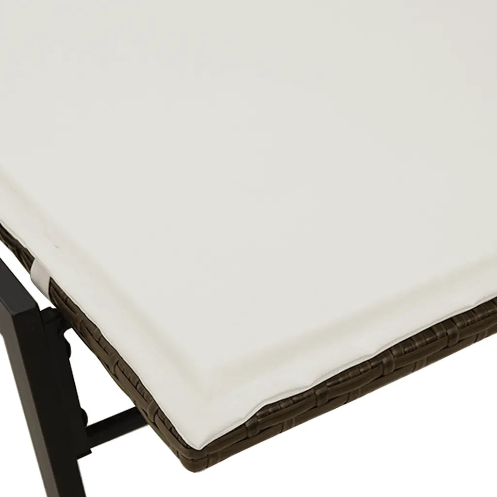 Lettino Prendisole con Cuscino Marrone in Polyrattan 4104080