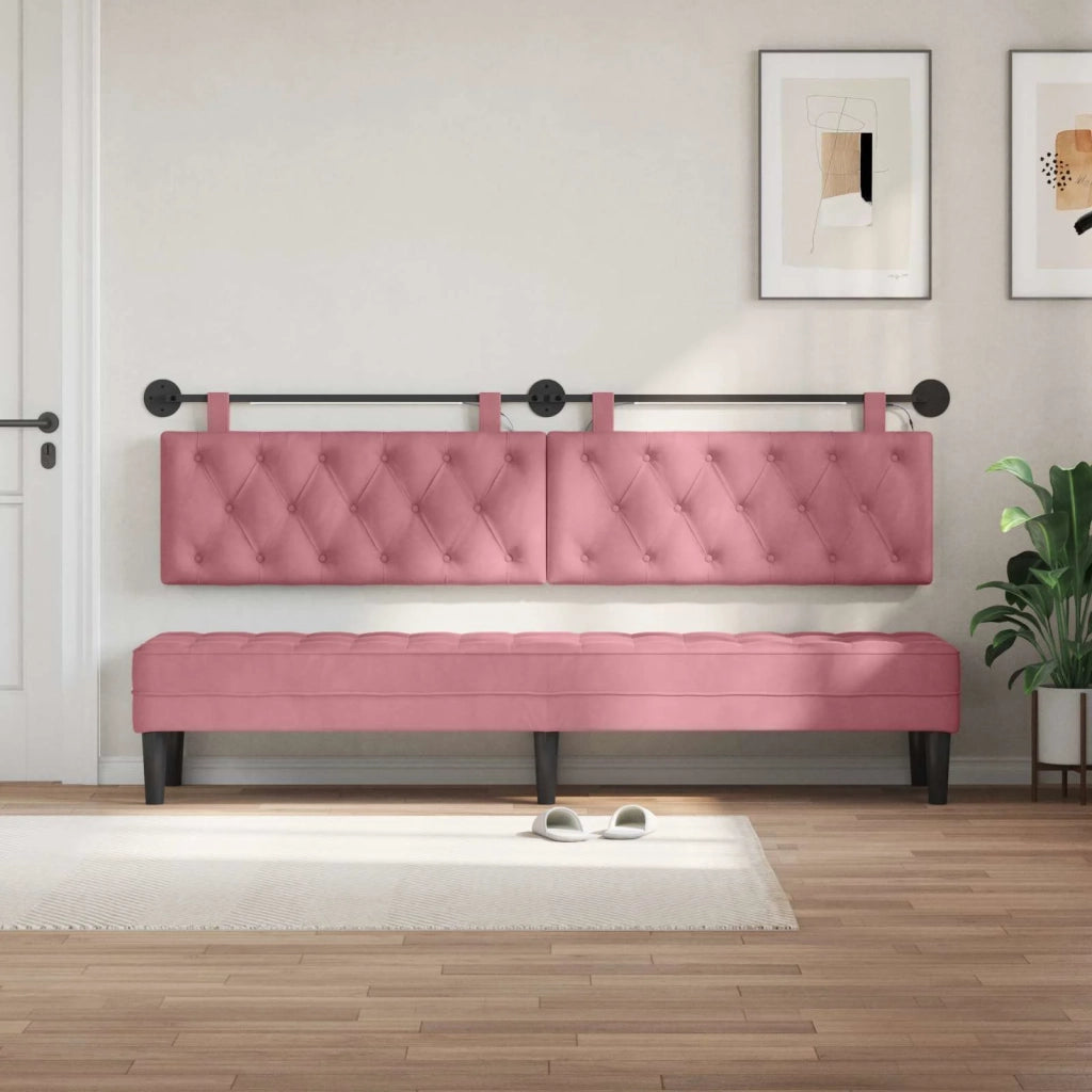 Testiera | Testata sospesa Con luce LED Rosa Velluto