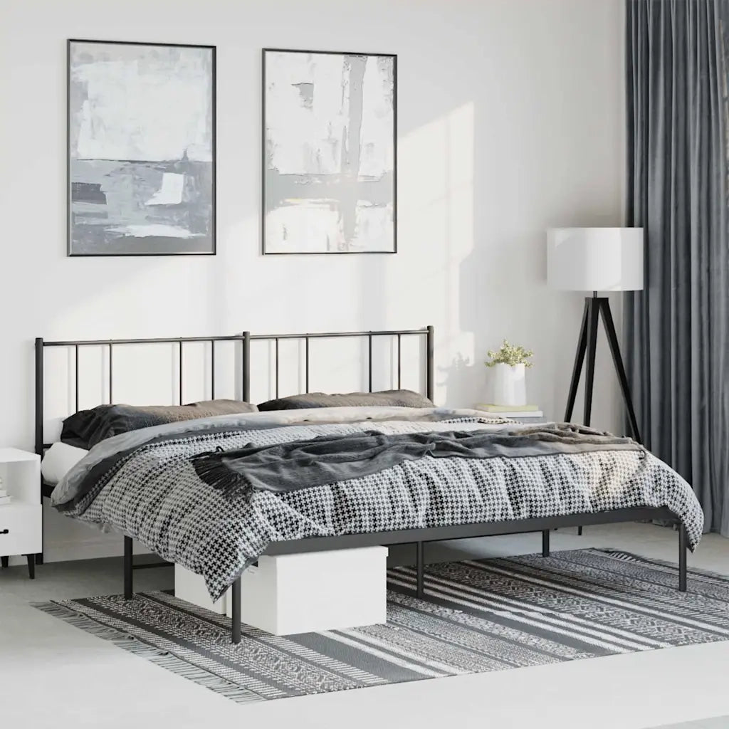 Letto matrimoniale | Letto per adulti | Giroletto con Testiera in Metallo Nero 183x213 cm