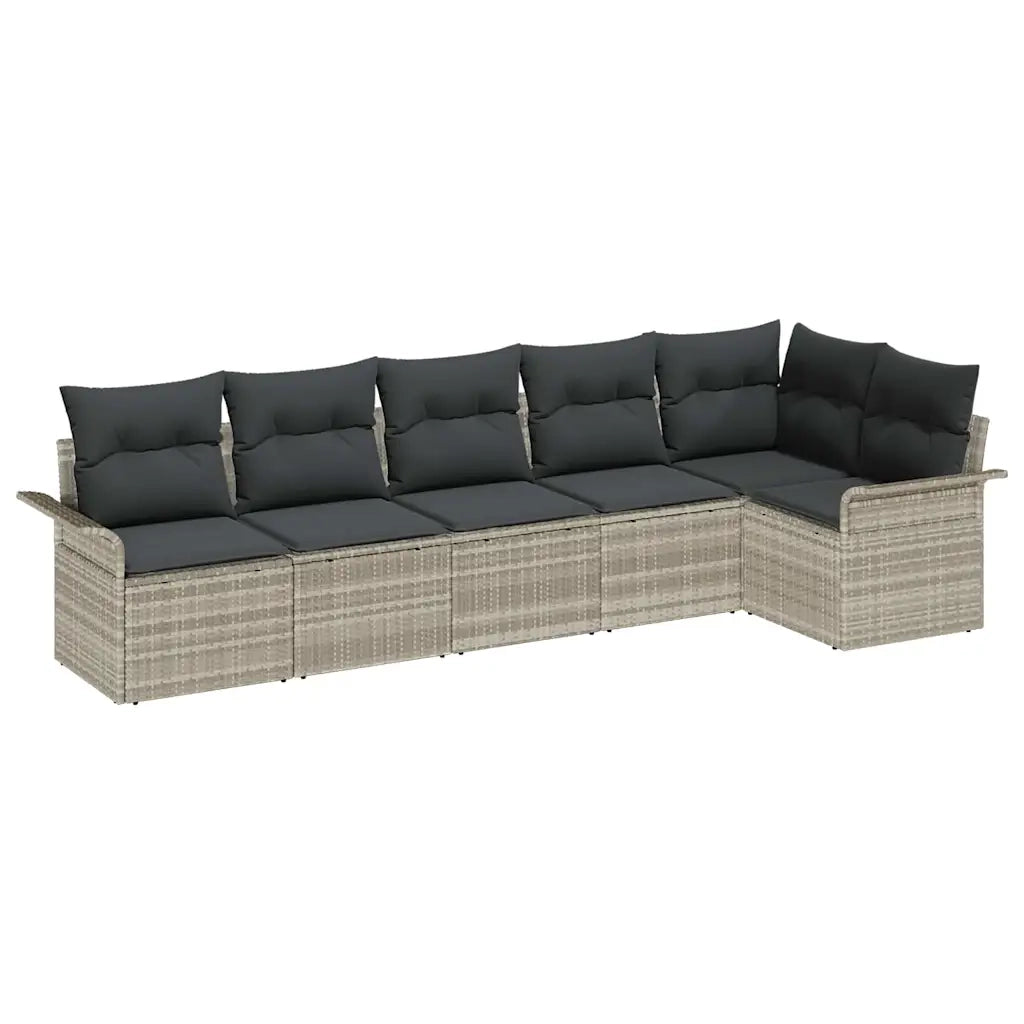 Set Divano da Giardino 6 pcs Grigio chiaro polyrattan