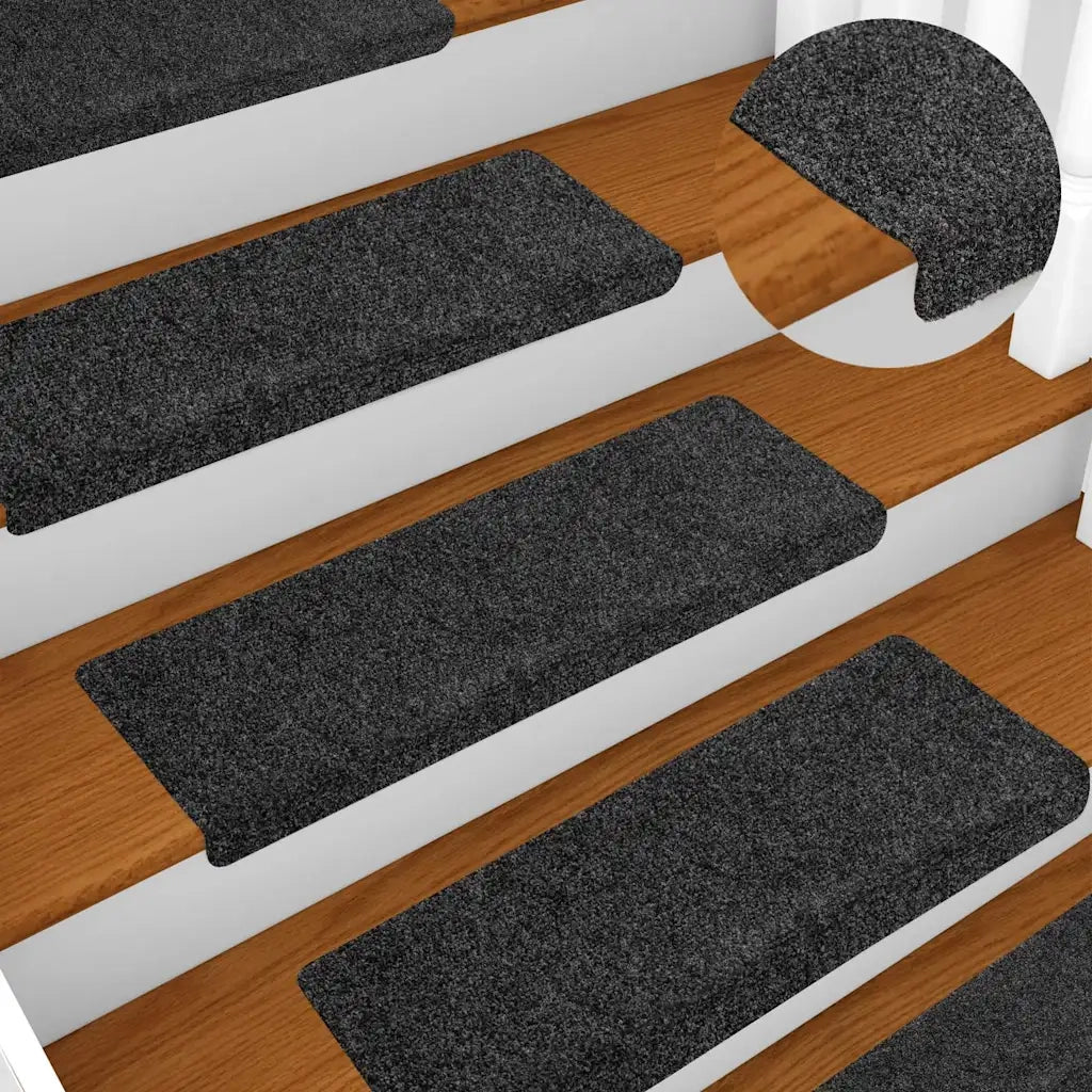 Tappetini per scale autoadesivi 20 pz 65x21x4 cm Grigio Scuro Bordo rettangolare 3365716