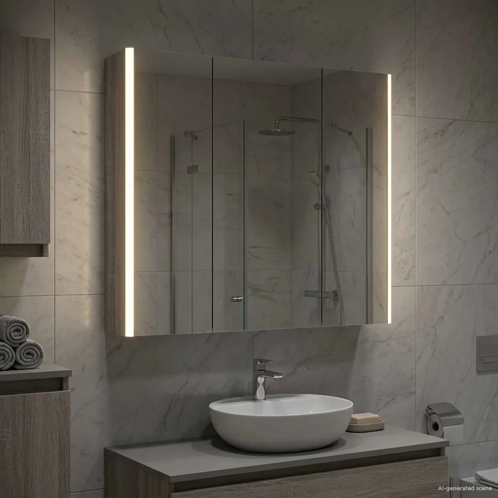 Mobiletto per specchio da Bagno | Armadio da bagno con lo scaffale Grigio Sonoma