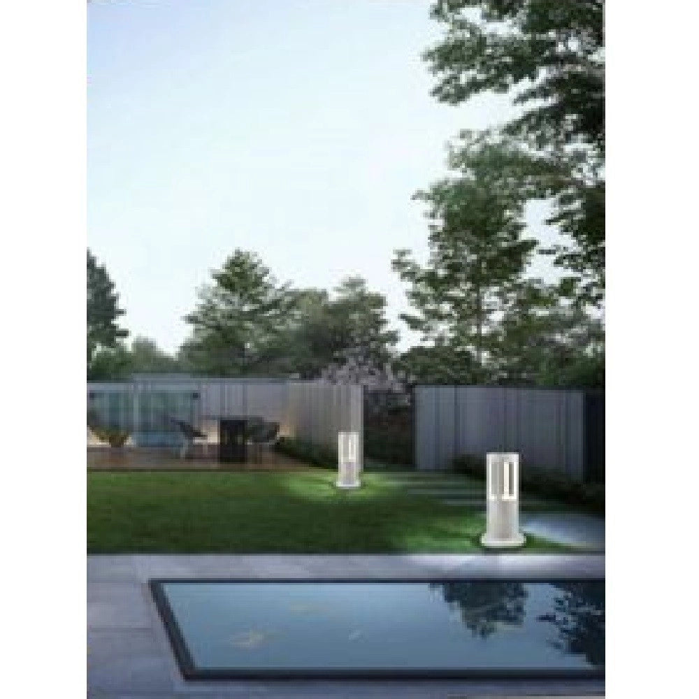 Trade Shop - Lampada Da Terra Segnapasso Da Giardino Ip65 In Alluminio Vetro 12 W Es59 Bianco - -bianco Naturale      -