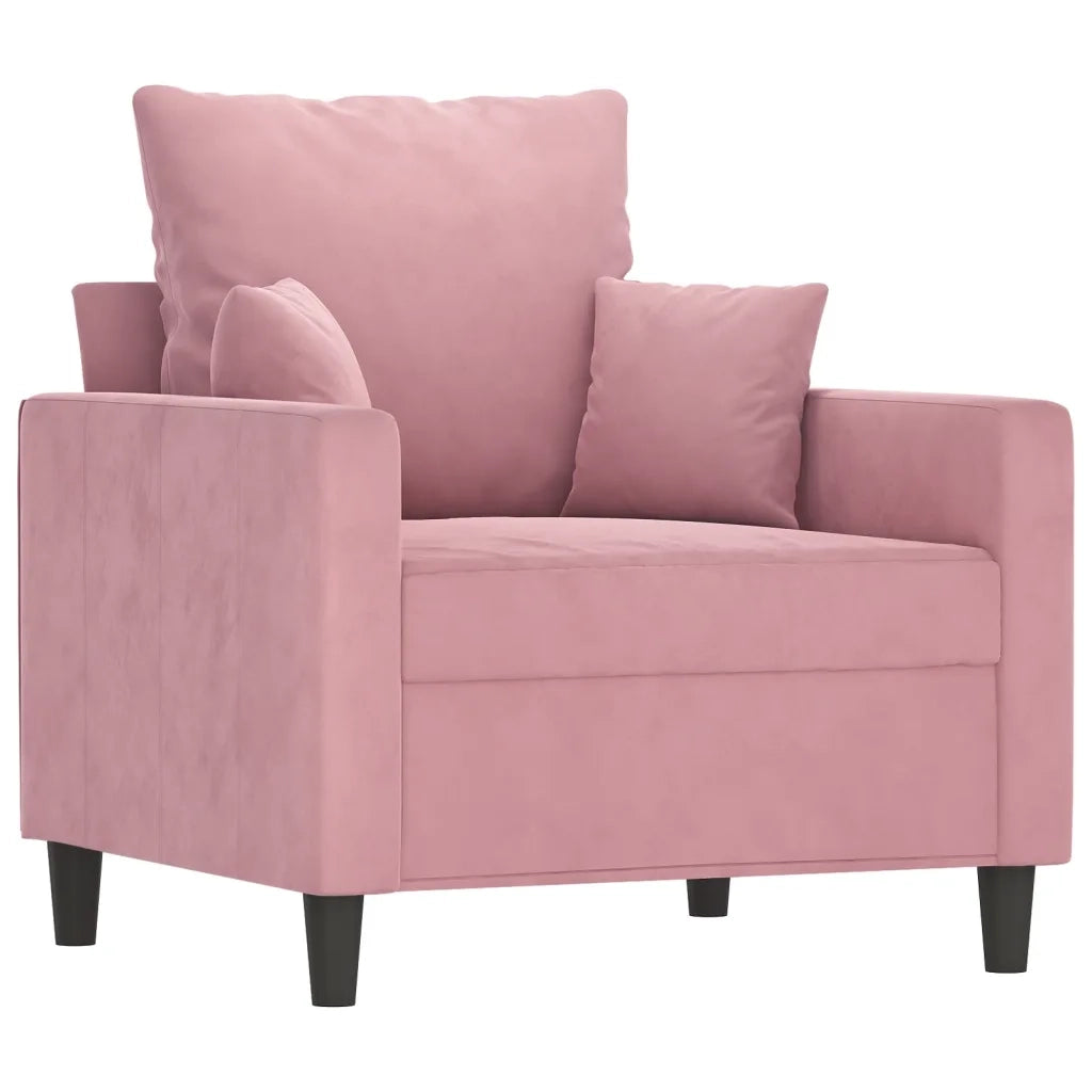 Set di Divani 3 pz con Cuscini rosa in Velluto