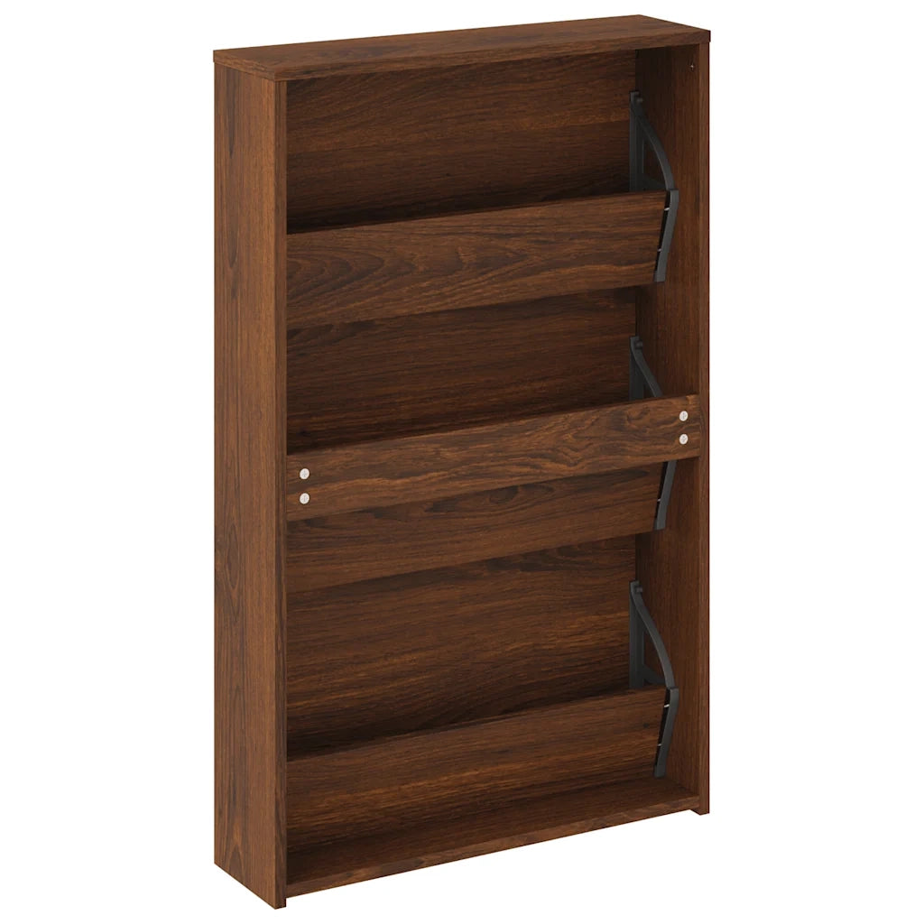 Scarpiera | Mobile per scarpe con Specchio a 3 Livelli Rovere marrone 63x17x102,5cm