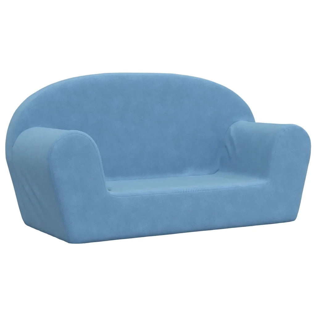 Divano per Bambini a 2 Posti Blu in Morbido Peluche 356990