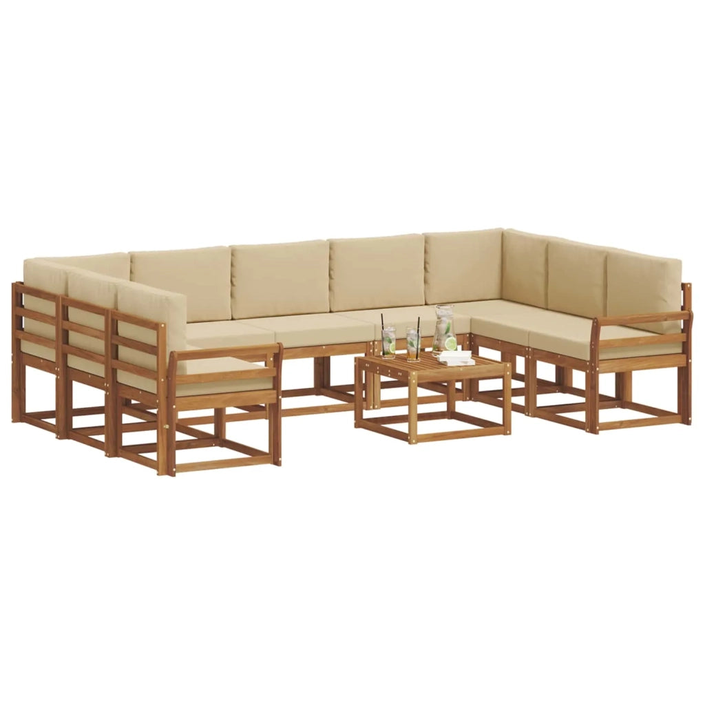 Set di divani da esterno con cuscino 10 pcs Naturale e Beige 3367021