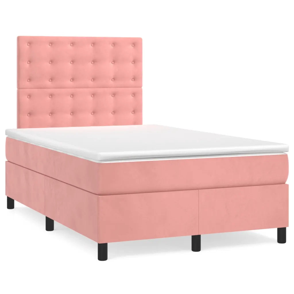Giroletto a Molle con Materasso Rosa 120x200 cm in Velluto 3143258