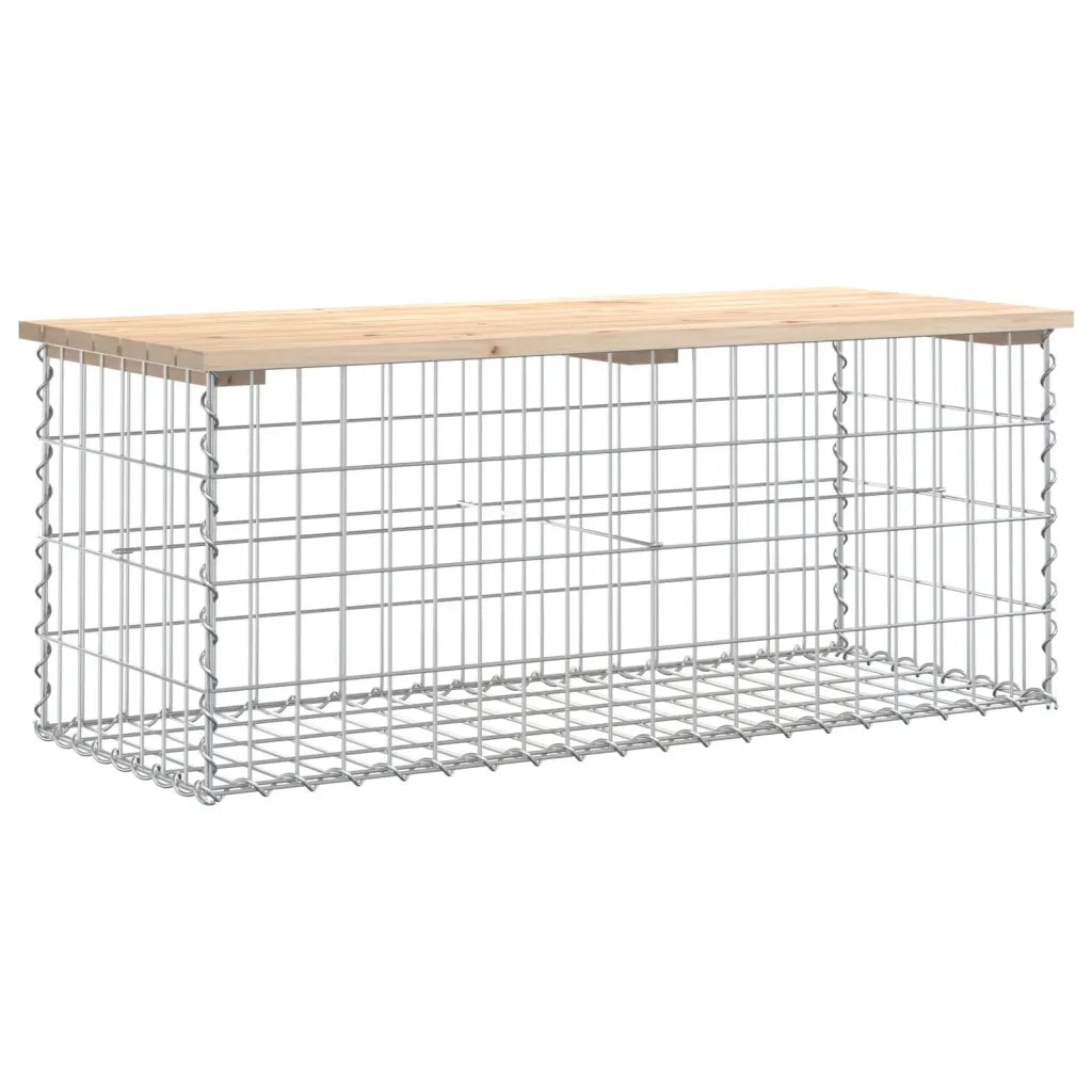 Panca Giardino Design Gabbione-Sgabello-Panca da esterno 103x44x42 cm Legno Massello Pino 139411