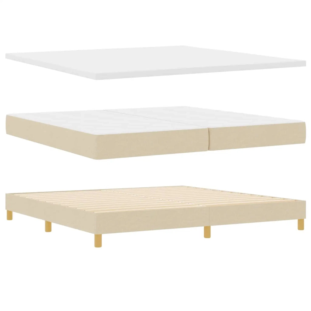 Letto a molle con materasso Crema 200 x 200 cm Tessuto 3341319