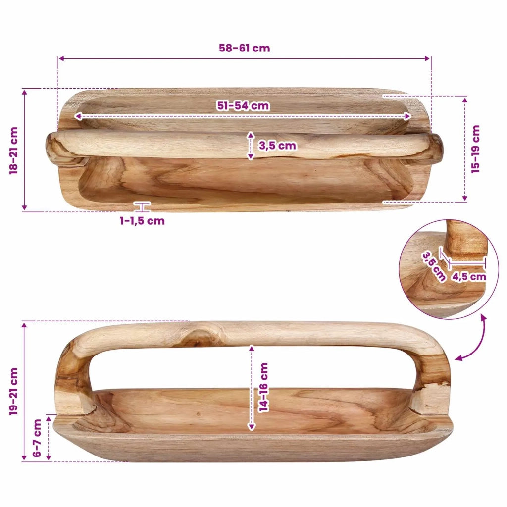 Fruit Bowl JEPARA Teak Brown 61 x 21 x 21 cm 42010343