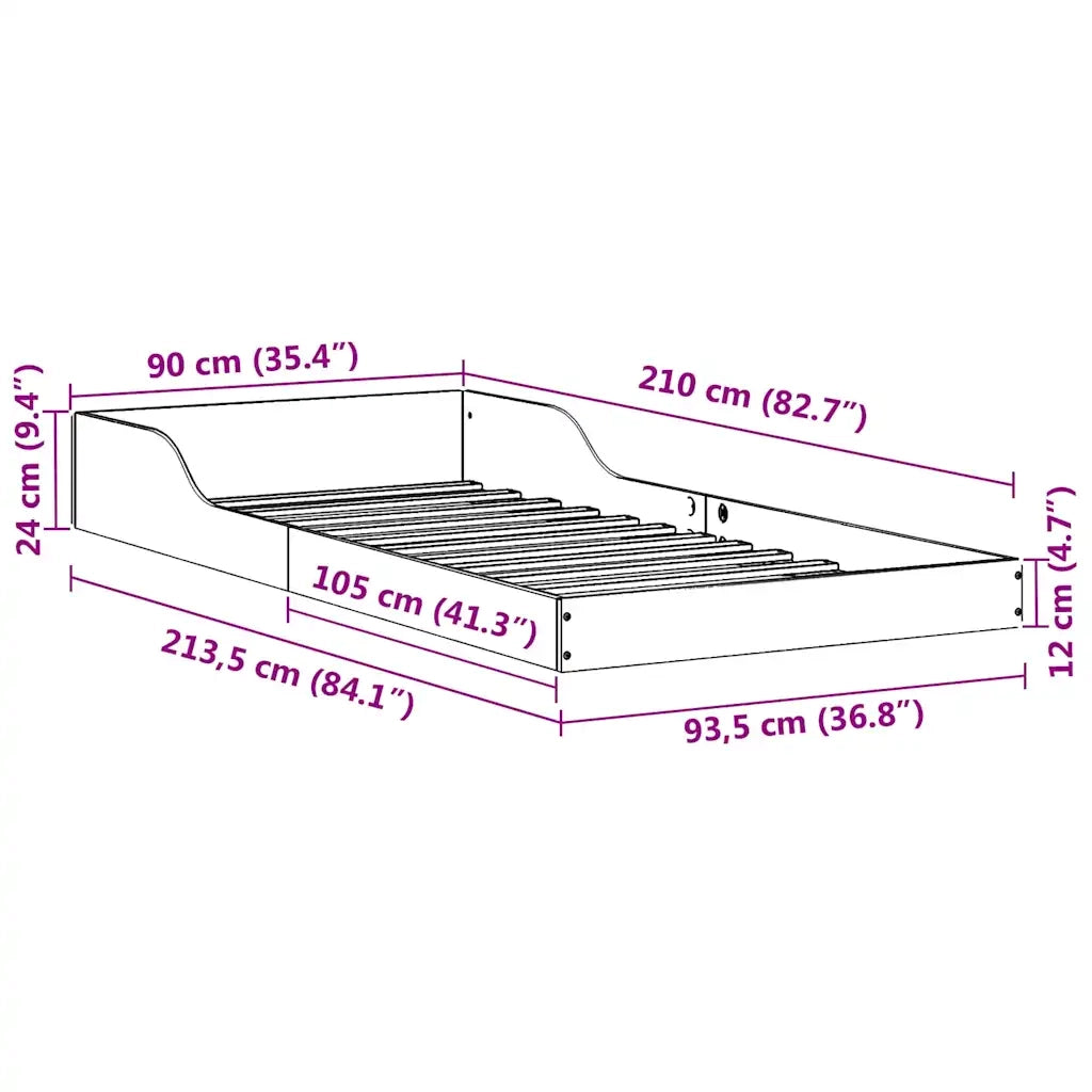 Struttura del letto Marrone cerato 90 x 210 cm Pino massello 873348