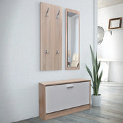Scarpiera-Scaffale per scarpe in Legno Set 3 in 1 Rovere e Bianco