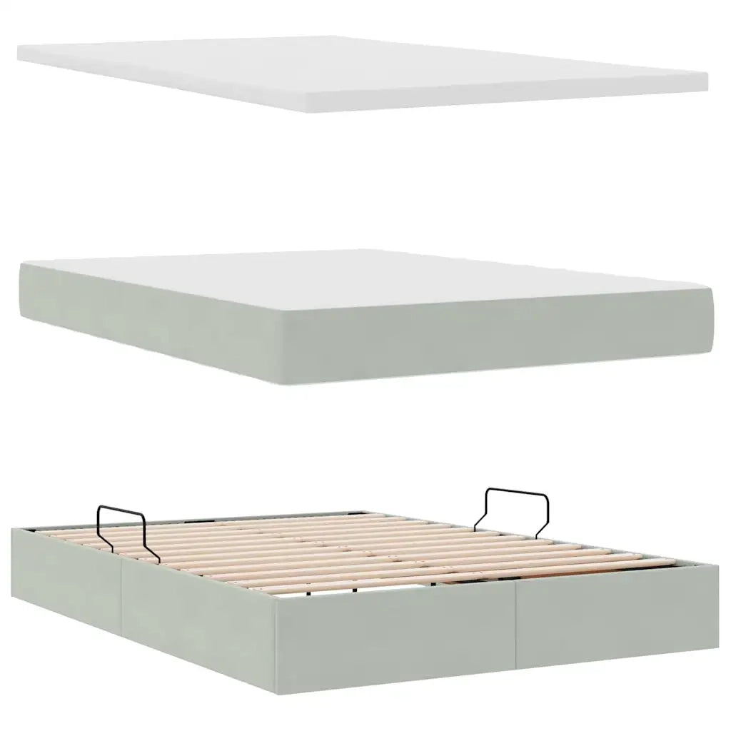 Letto con Contenitore Grigio chiaro 140 x 200 cm Velluto 3370881