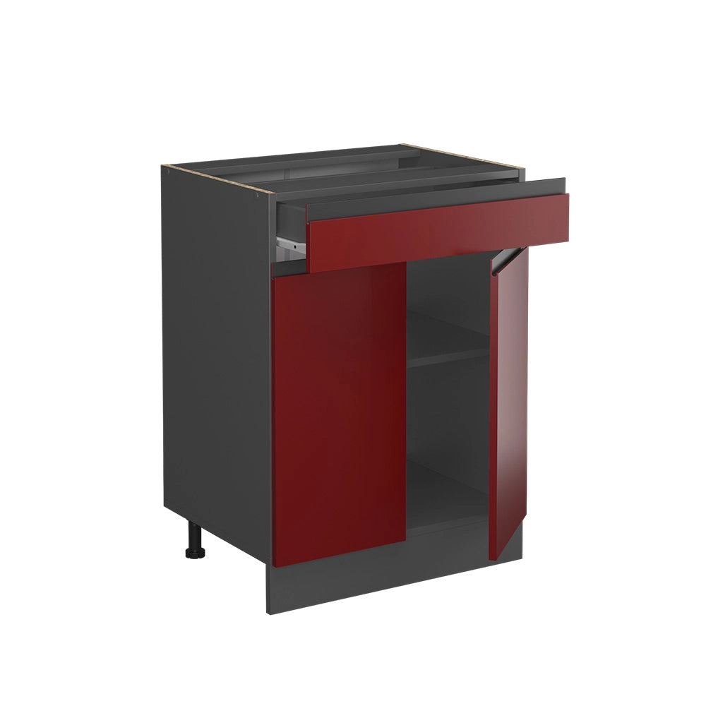 Vicco Mobiletto base per cucina Rosso 60 cm , PL Rovere