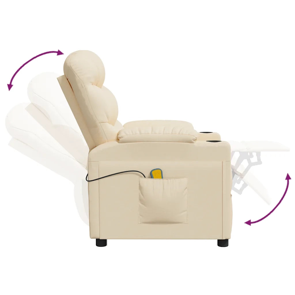 Poltrona Massaggiante Elettrica Crema in Tessuto 3143512