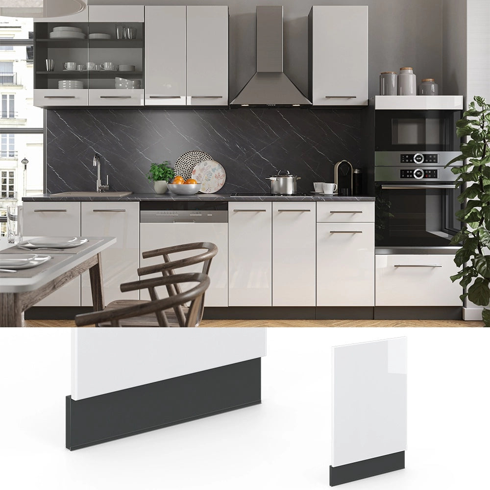 Pannello frontale Fame-Line Bianco lucido/Antracite 45 cm, PL Marmo Vicco