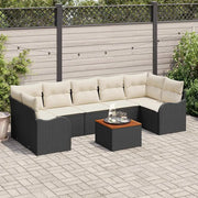 Set Divano da Giardino con cuscino 8 pcs Nero polyrattan 3347418