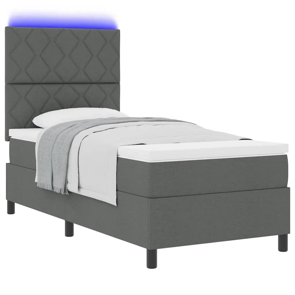 Letto a molle con materasso Grigio scuro 90 x 190 cm Tessuto 3342908
