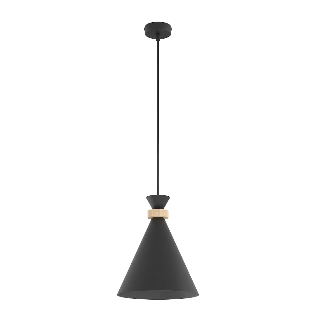 Lampada a sospensione ZERO nera legno 1xE27 Emibig