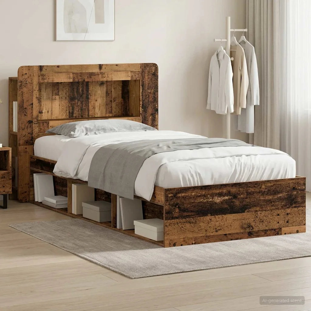 Telaio del letto con storage Legno antico 75 x 190 cm 3433427