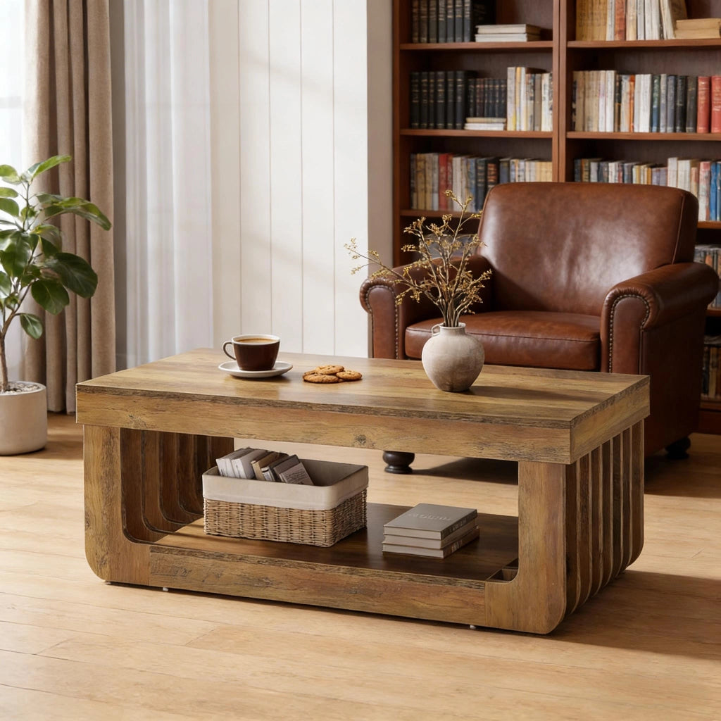 TAVOLINO DA CAFFÈ 120x60x45 cm in MDF Marrone, stile rustico