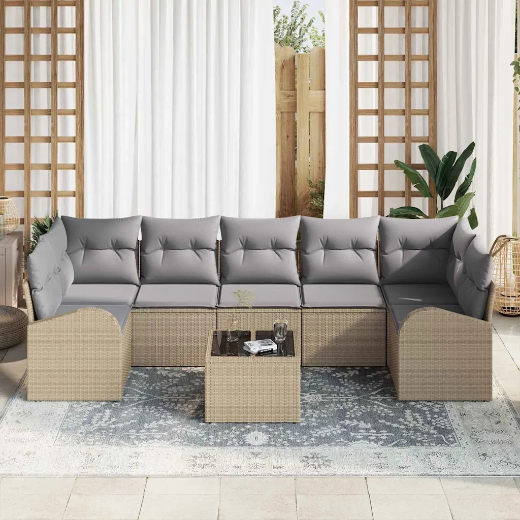 Set Divano da Giardino Beige 55 x 55 x 37 cm polyrattan 3345960